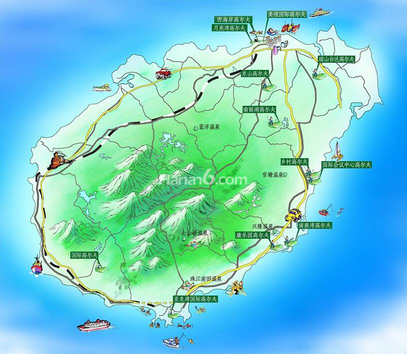 海南山脉地形图图片